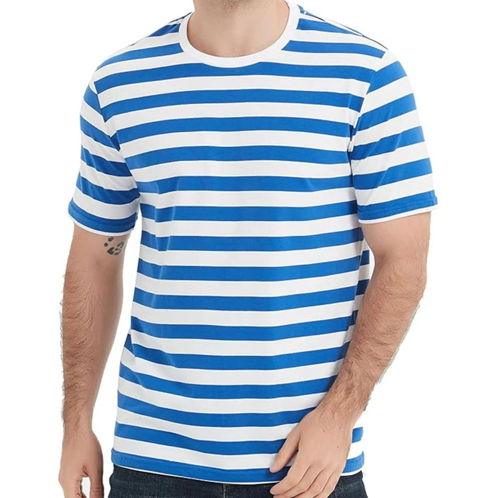 Men's 3D Striped Print T-Shirt - Casual Breathable Streetwear