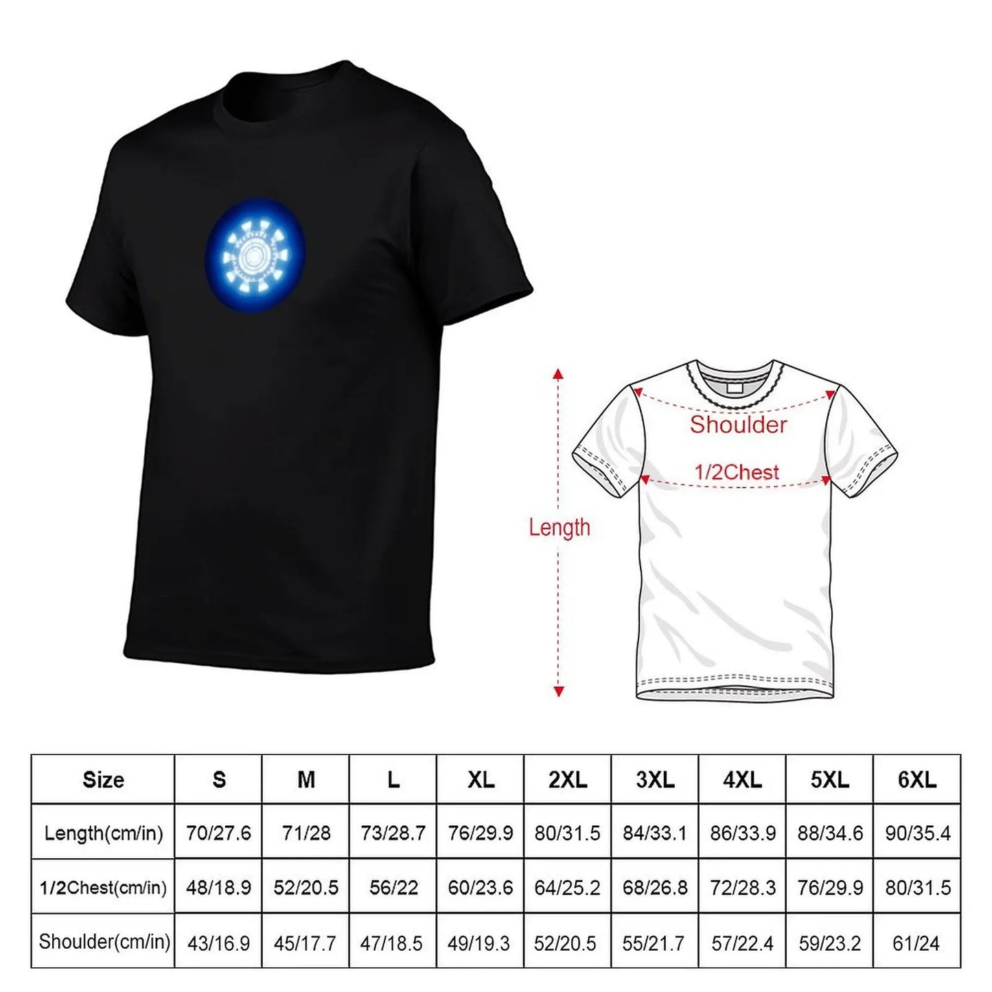 arc reactor T-Shirt for men 100 percent cotton