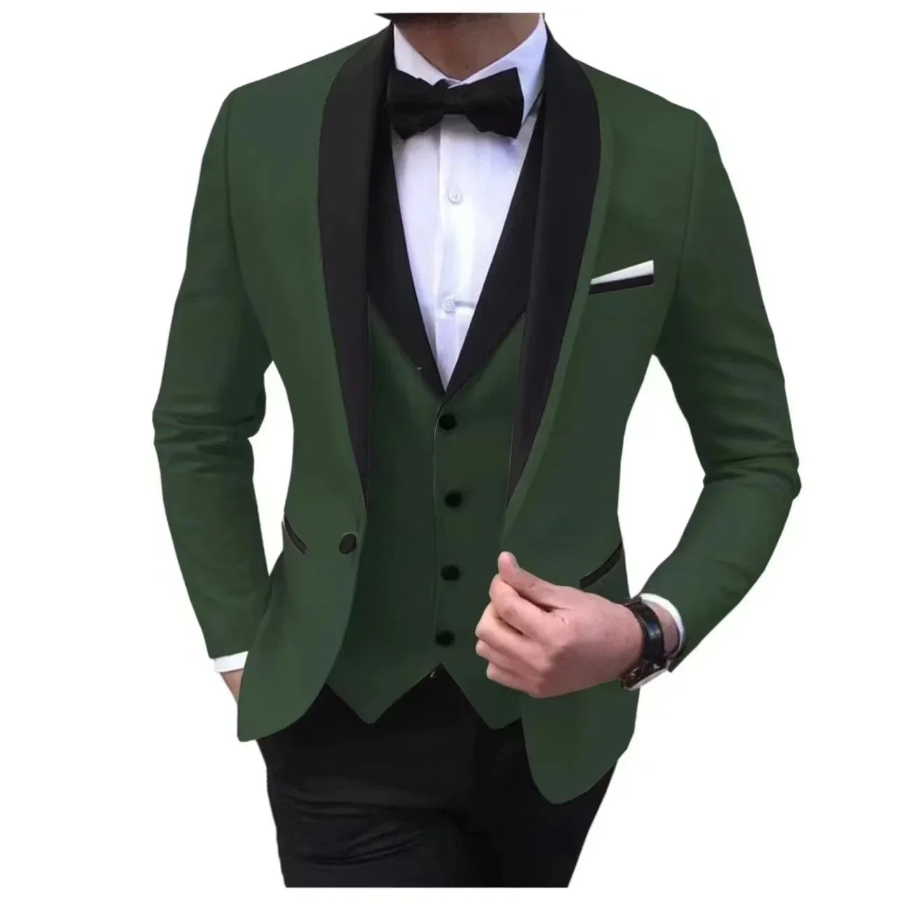 3 Pieces Blazer Vest and Pants Set Lapel Collar Single Breasted High End Men's Clothing Three-piece Groom Suit The Latest