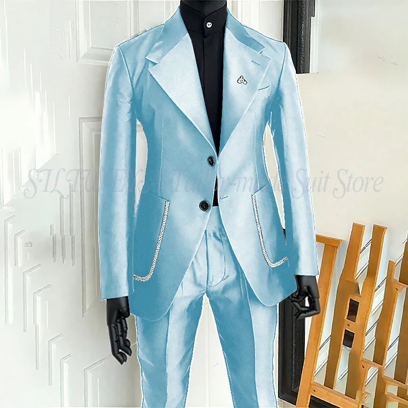 Men's 2 Piece Suit Blazer Pants Single Breasted Daily Work Business Casual Party Traje De Hombre Elegante