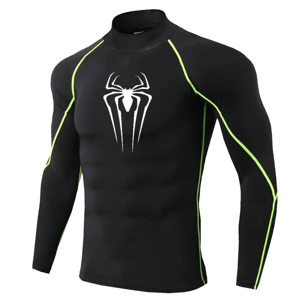 Men's Spider-Print Compression Shirt - Performance Athletic Base Layer