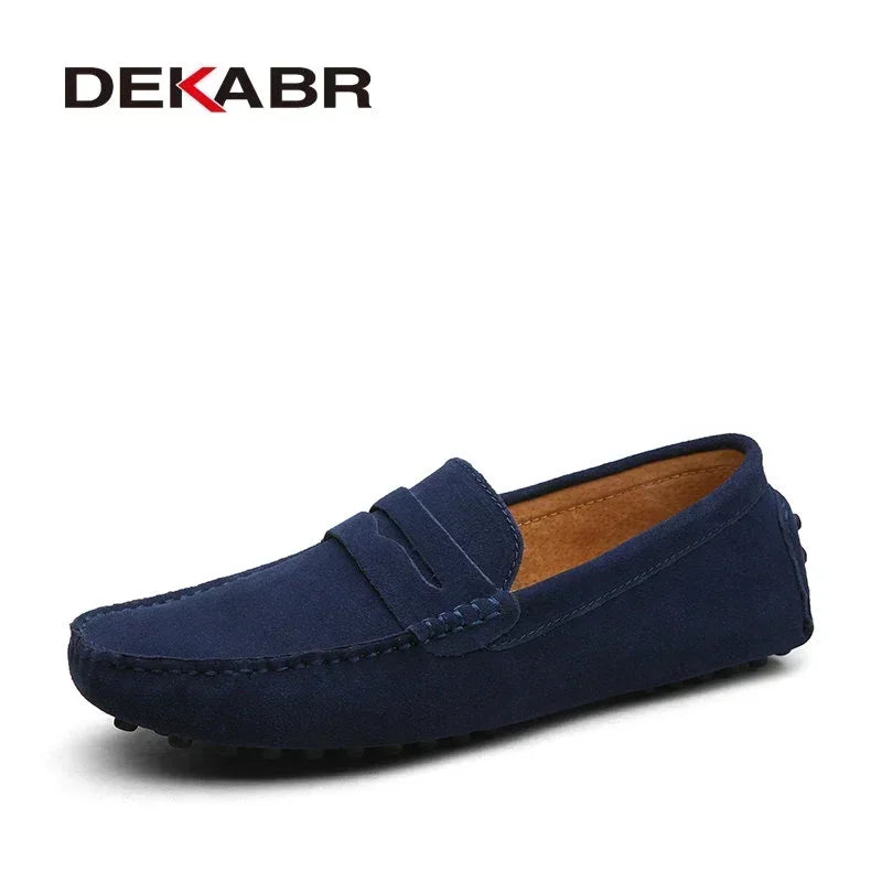 Men's Genuine Leather Loafers - Slip-On Casual Driving Shoes