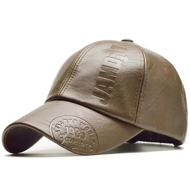 Pu Leathe Letter Printing Baseball Cap - Adjustable Outdoor Sunscreen Casual Hat for All Seasons