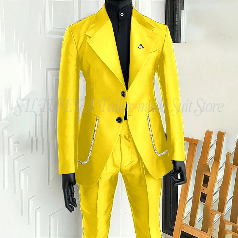 Men's 2 Piece Suit Blazer Pants Single Breasted Daily Work Business Casual Party Traje De Hombre Elegante