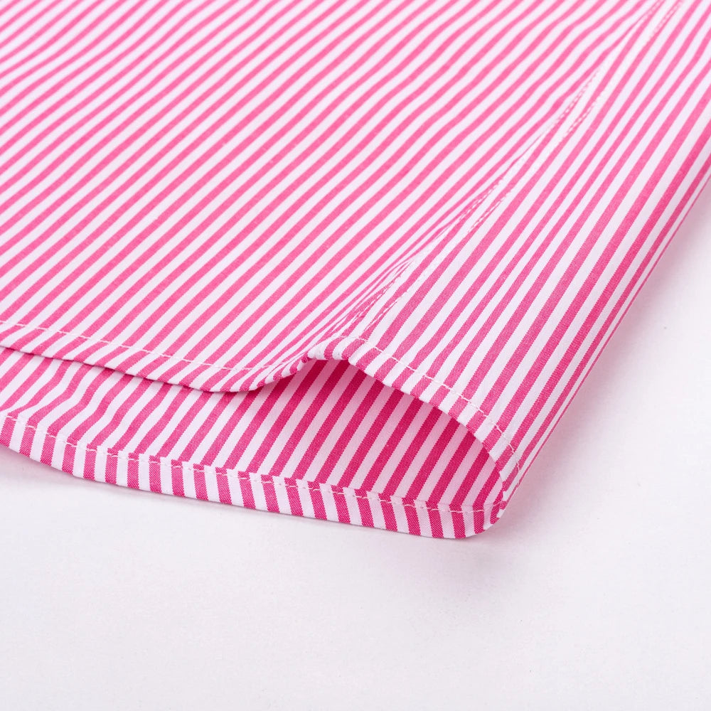 Men's Formal Long Sleeve Striped Shirt with French Cuffs & Contrast Spread Collar, Suitable for Business Wedding, All Seasons