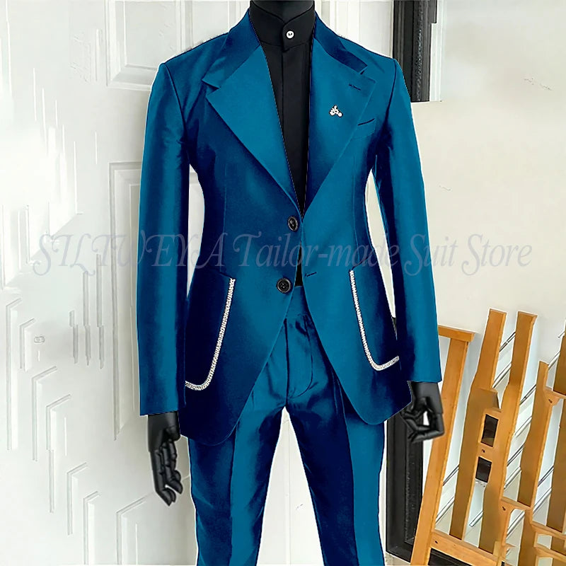 Men's 2 Piece Suit Blazer Pants Single Breasted Daily Work Business Casual Party Traje De Hombre Elegante