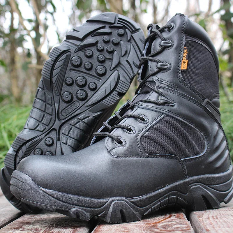 TOMITANY Men's Tactical Ankle Boots - Winter Leather Combat Work Boots