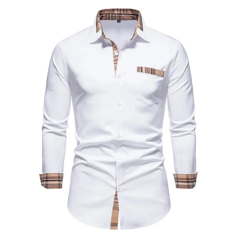 Men's Shirts Formal Shirts Slim Fit Long Sleeve Button Business Office Formal Shirts Pocket Men's Tops New Multicolor XS-6XL