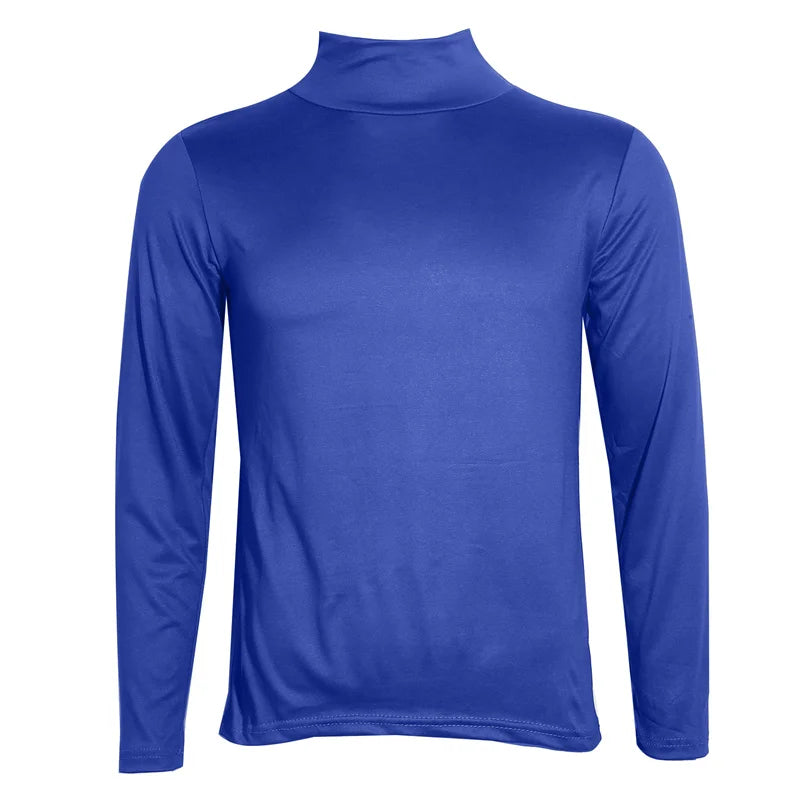 Men's High Neck Long Sleeve Solid Color Fashion T-Shirts Slim-Fit Tops