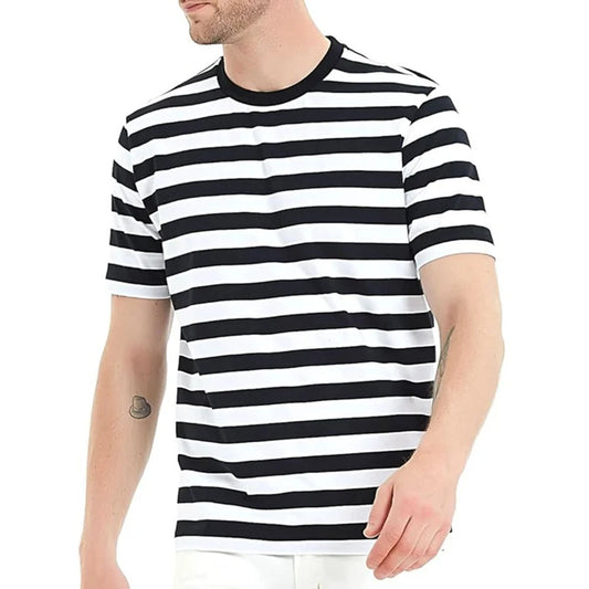 Men's 3D Striped Print T-Shirt - Casual Breathable Streetwear