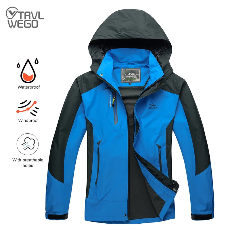 TRVLWEGO Men's Waterproof Hiking Jacket - Windproof Outdoor Sports Coat