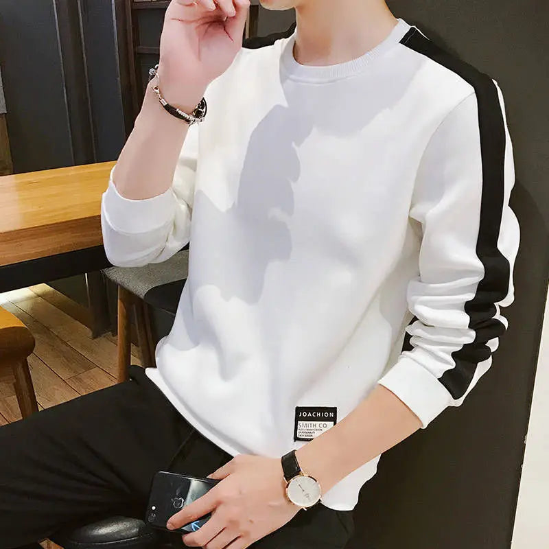 Men's Patchwork Sweatshirt - O-Neck Long Sleeve Casual Streetwear