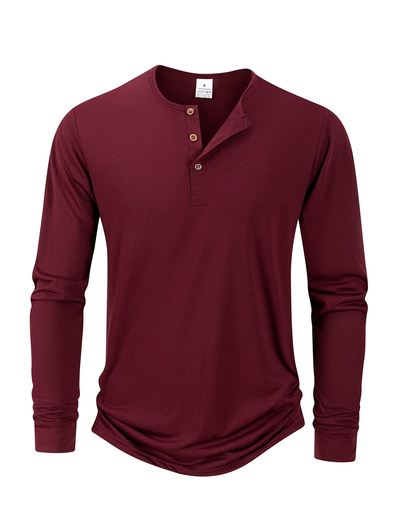 Men's T Shirt Autumn Button Long Sleeve Henley Neck Solid Color Casual Breathable Versatile Slim T-Shirts