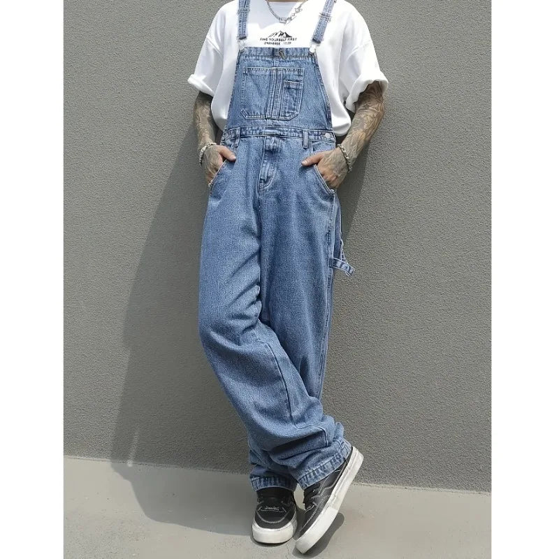 Men's Denim Overalls - Multi-Pocket Work Jumpsuit