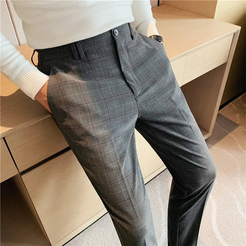 Men Business Casual Slim Formal Suit Pants