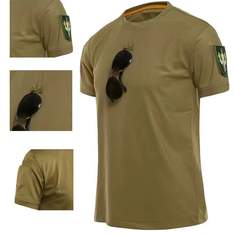Generic Tactical Cargo Quick Dry Combat T Shirt For Men Outdoor Military Army Pullover For Hiking Camping
