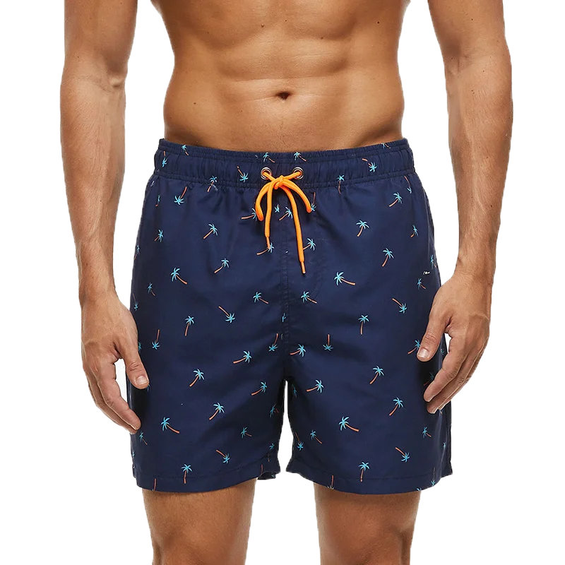 Men's Quick-Dry Beach Shorts with Mesh Liner - Polyester Swim Trunks