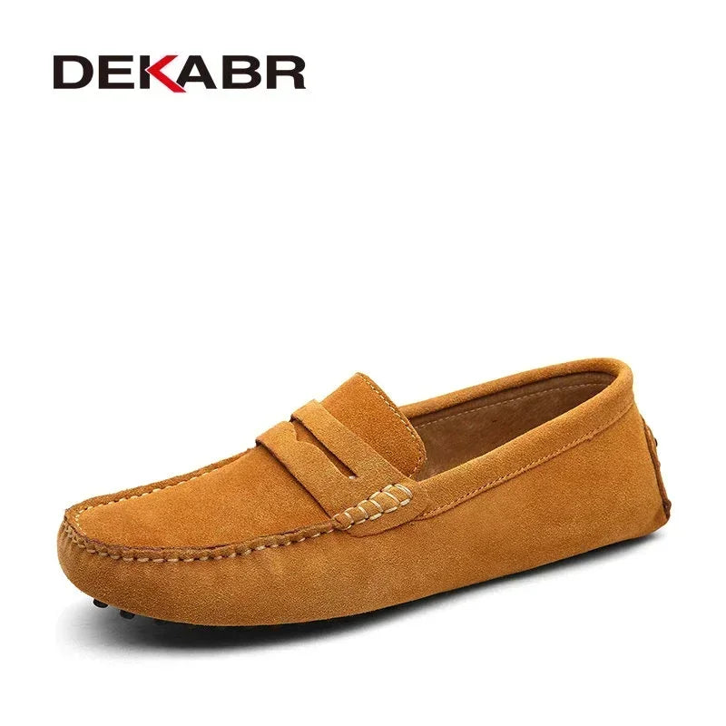 Men's Genuine Leather Loafers - Slip-On Casual Driving Shoes