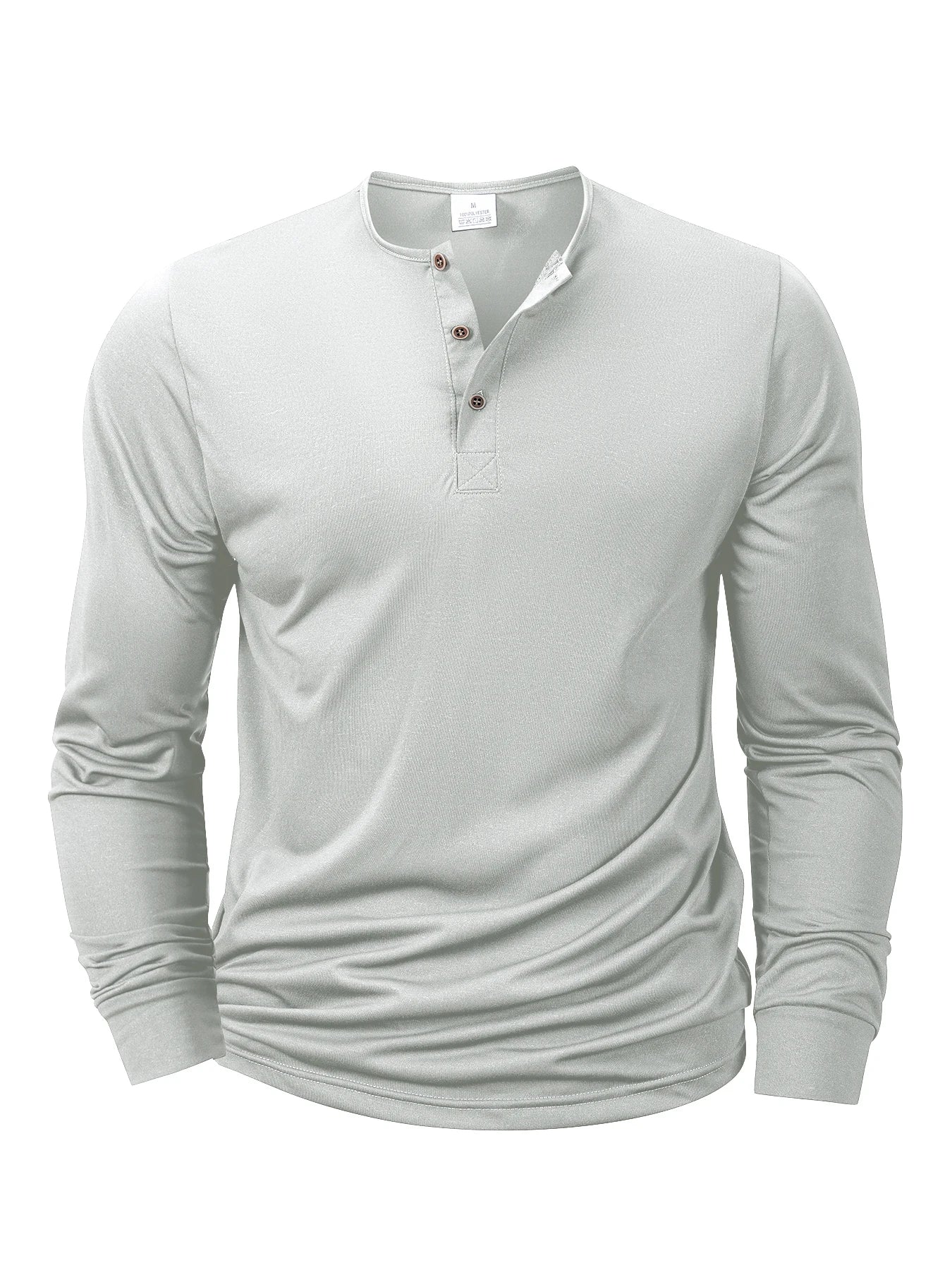 Men's Long Sleeve Henley Neck T-Shirt Slim Fit Cozy Top