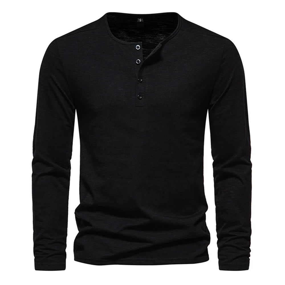 Men's Premium Cotton Long Sleeve T-Shirt - Slim Fit Casual Wear