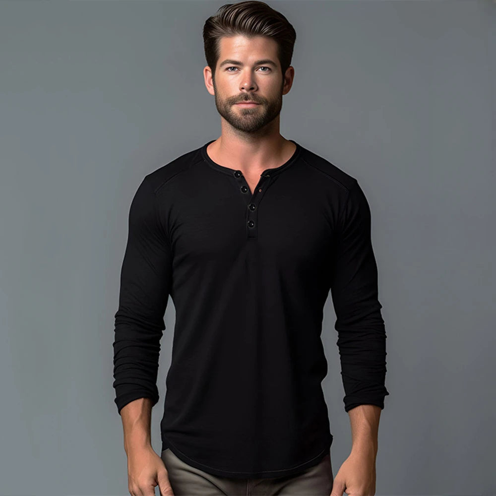 Men's Premium Cotton Long Sleeve T-Shirt - Slim Fit Casual Wear