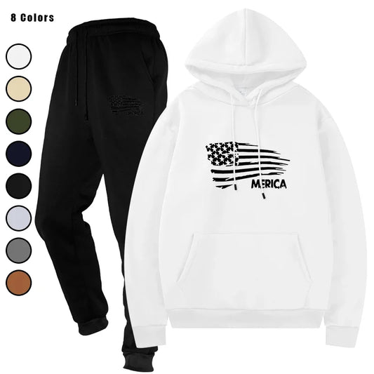 Men's Sweat Suit Sportswear Casual Two - Piece Tracksuit Set Top and Pants Male Streetwear Sporting Suits