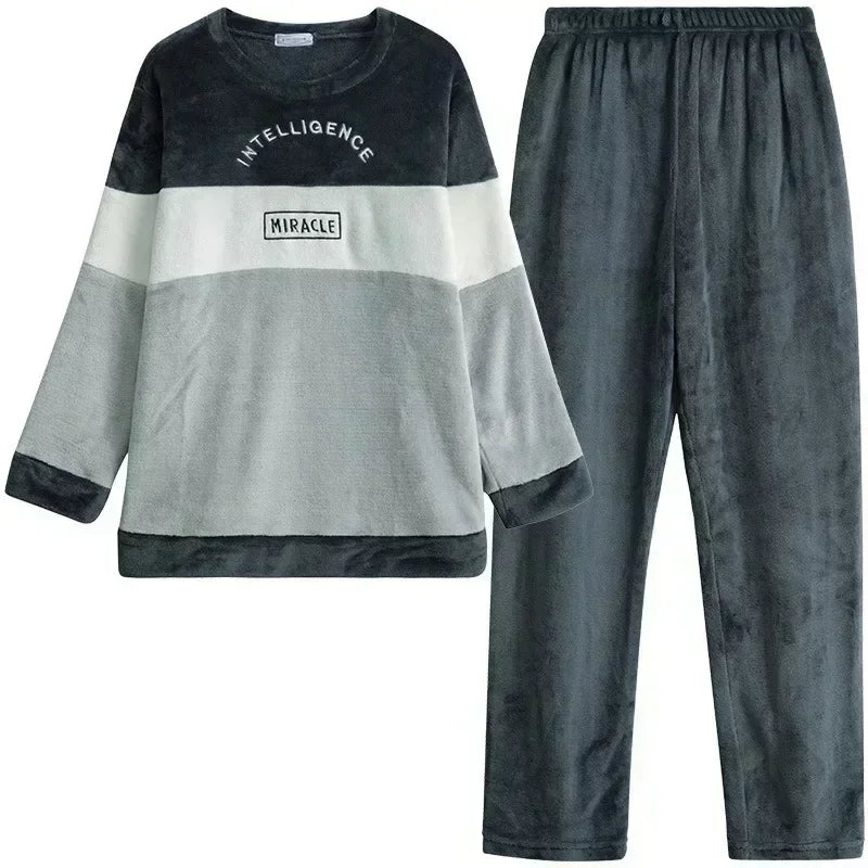 Men's Flannel Pajama Set - Winter Warm Sleepwear