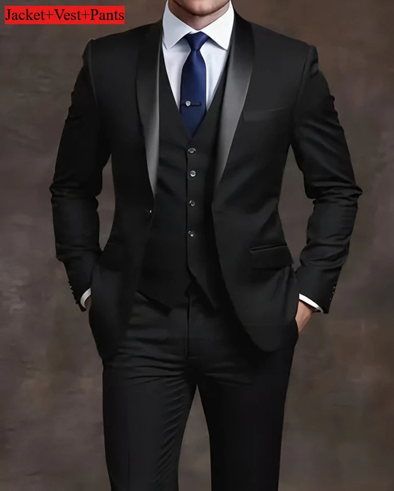 Elegant Men's 3 Piece Suit - Slim Fit Tuxedo Set for Weddings & Formal Occasions