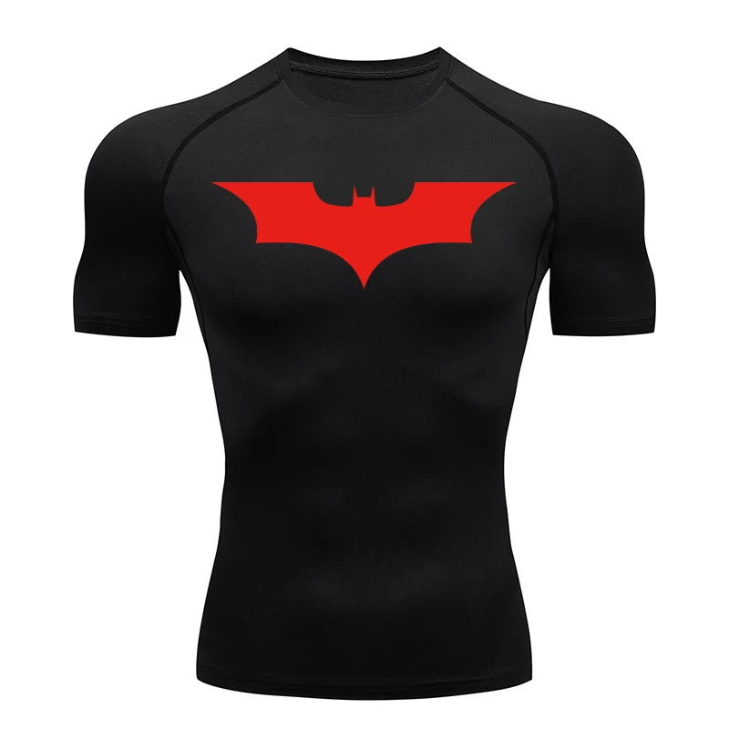 Men's Bat Print Compression Shirt - Quick Dry Athletic Performance Tee