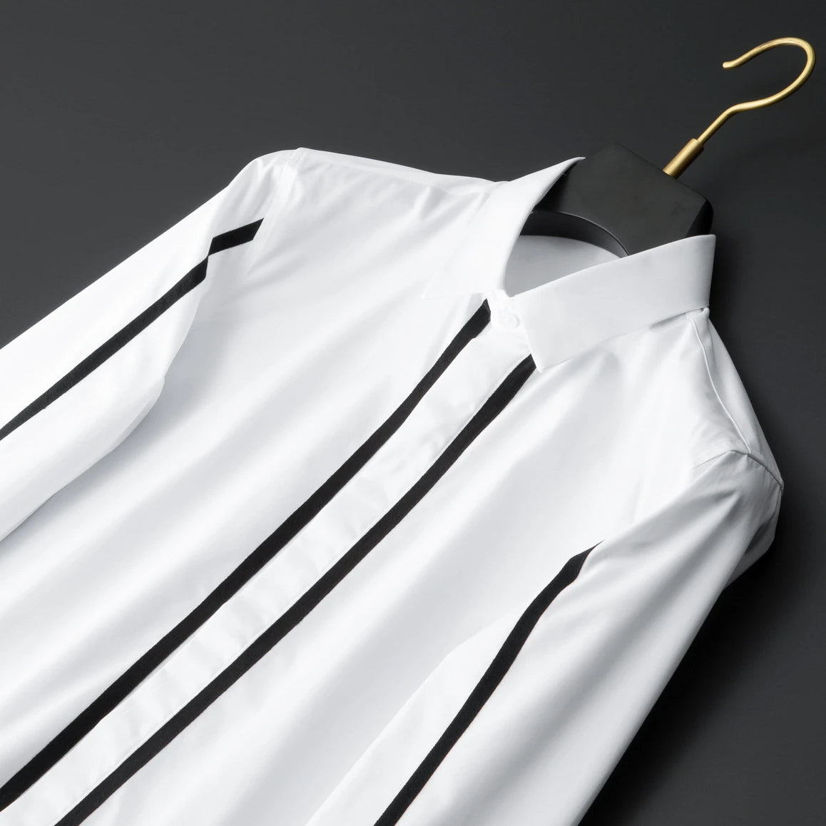 2025 Shirts Men Geometric Webbing Stitching Business Casual Shirt Long Sleeve Formal Dress Shirts Social Party Clothing Camisas