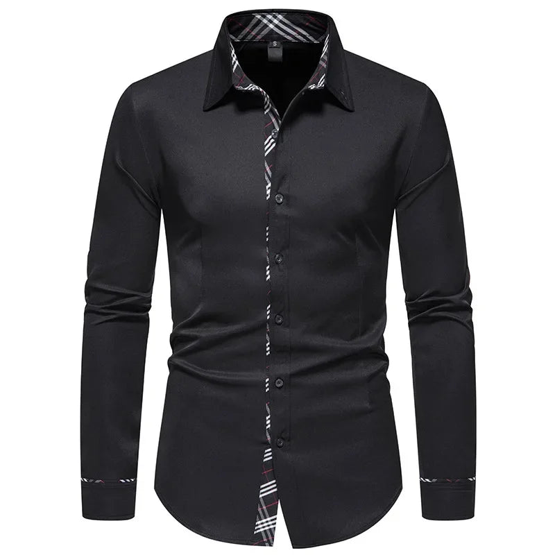 Men's Shirts Formal Shirts Slim Fit Long Sleeve Button Business Office Formal Shirts Pocket Men's Tops New Multicolor XS-6XL