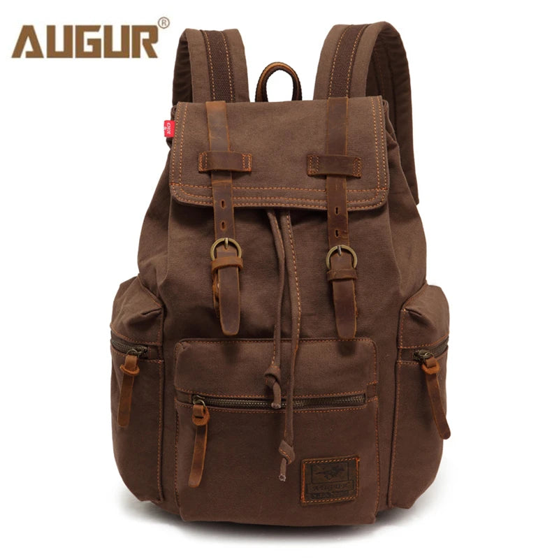 AUGUR Vintage Canvas Backpack - Large Capacity Travel & Laptop Bag