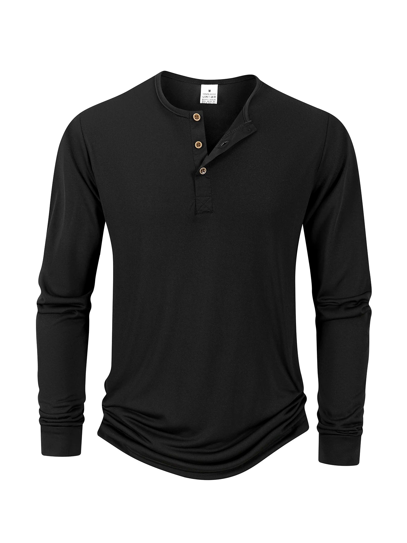Men's T Shirt Autumn Button Long Sleeve Henley Neck Solid Color Casual Breathable Versatile Slim T-Shirts