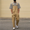 Men's Khaki Cargo Overalls with Adjustable Suspenders