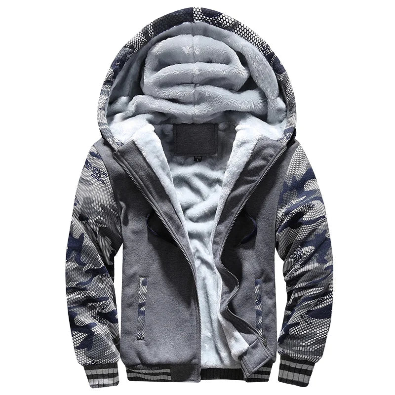 Men's Winter Fleece Hoodie Jacket - Warm Zipper Tracksuit Sweatshirt