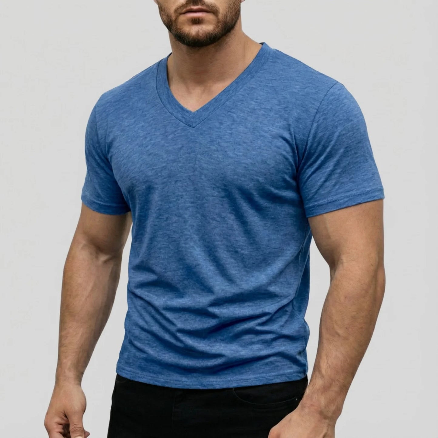 Men's Casual Fashion Simple V-Neck Short Sleeved T-Shirt Summer Comfortable Breathable Versatile Top