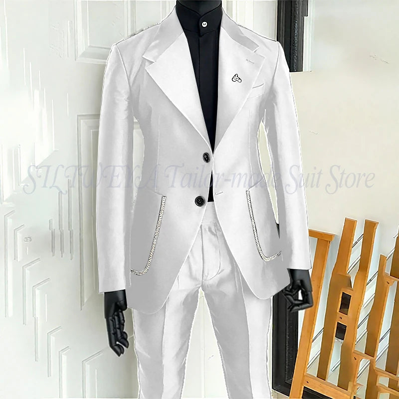 Men's 2 Piece Suit Blazer Pants Single Breasted Daily Work Business Casual Party Traje De Hombre Elegante