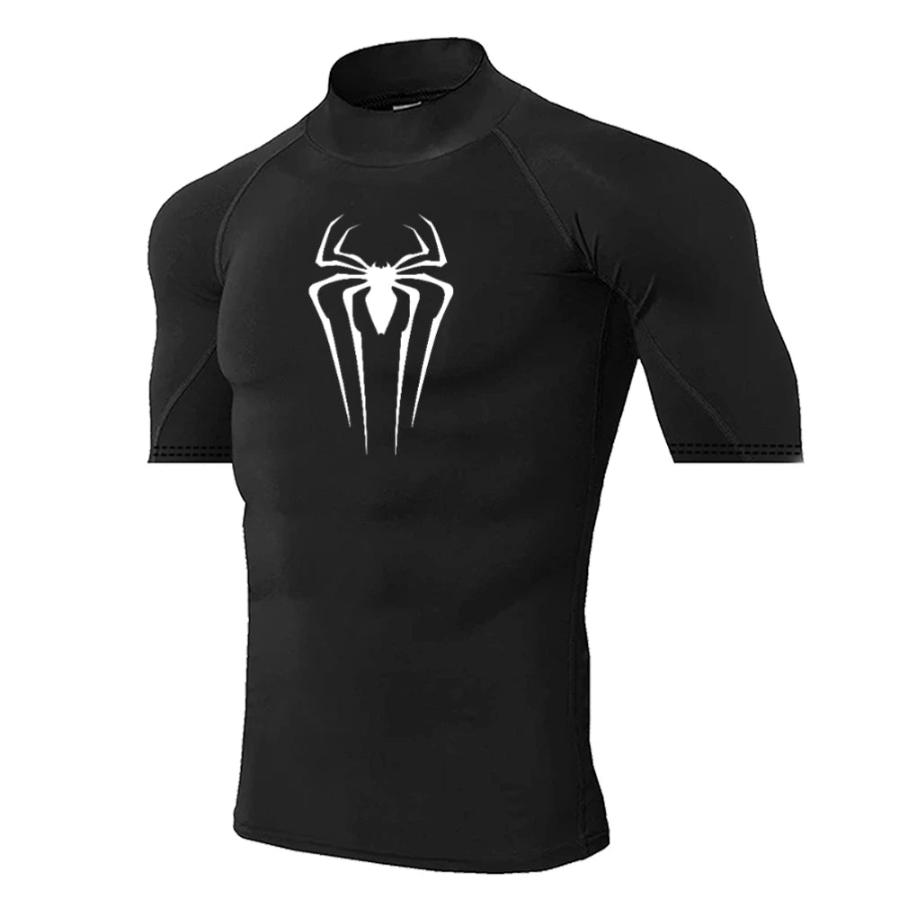 Men's Spider-Print Compression Shirt - Performance Athletic Base Layer