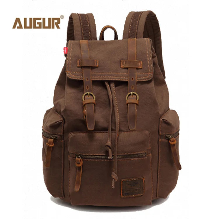 AUGUR Vintage Canvas Backpack - Large Capacity Travel & Laptop Bag