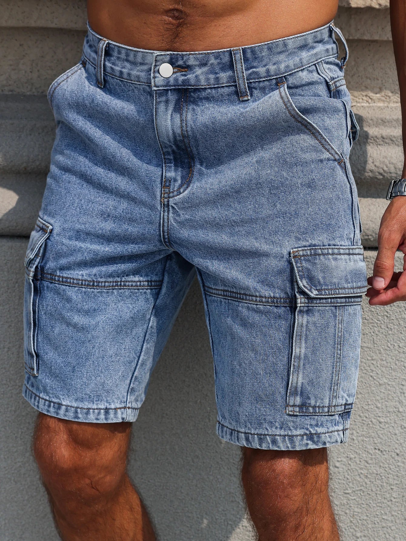 Men's Blue Denim Cargo Shorts