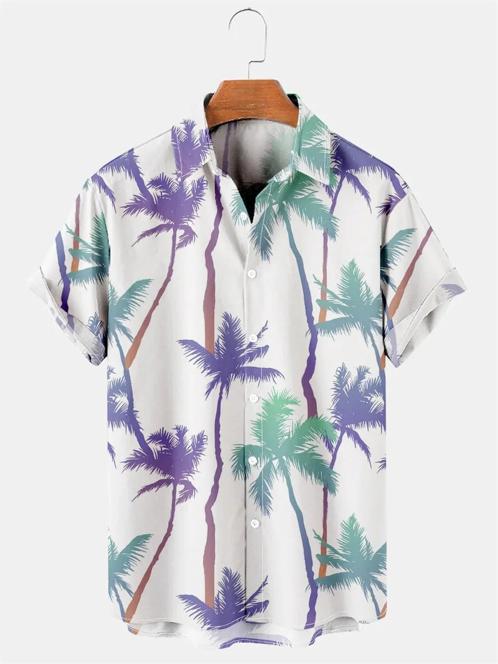 Men's Hawaiian Coconut Tree Print Shirt - Short Sleeve