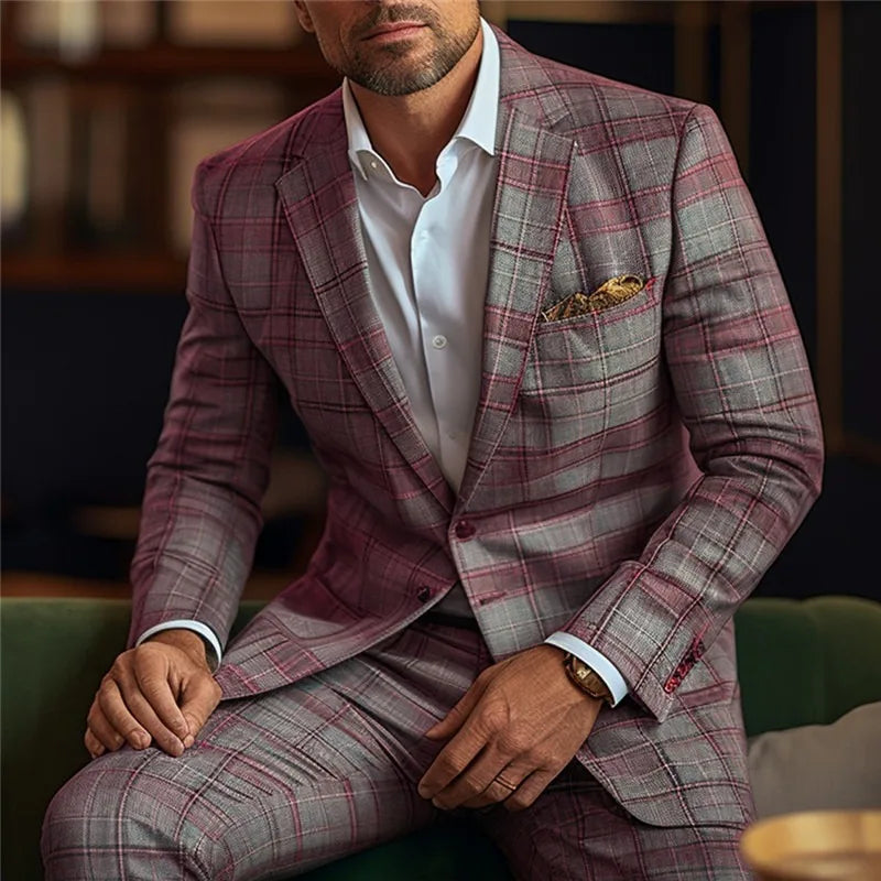 Men Blazers Coat Suits Office 2025 Autumn Outerwear Double Buttons Turn Down Collar Pockets Business Casual Blazer Suit Jacket