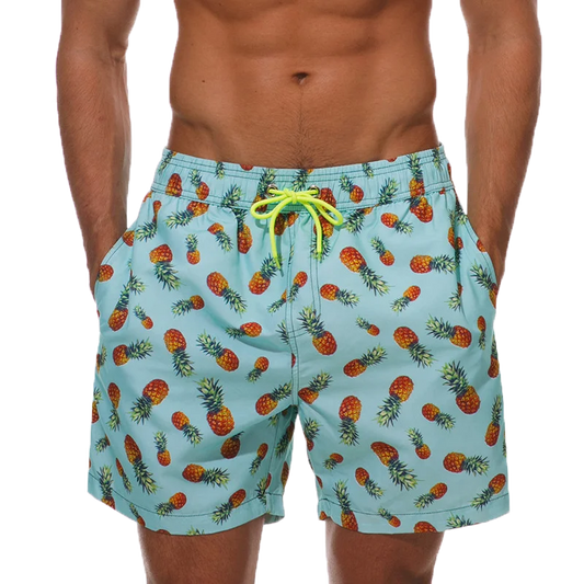 Men's Quick-Dry Beach Shorts with Mesh Liner - Polyester Swim Trunks