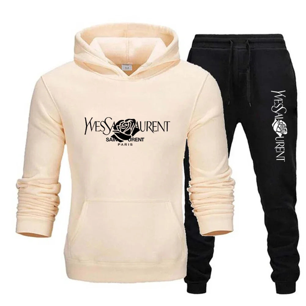 2025 Men's Casual Sports Suit with Hoodie and Sweatpants for Autumn and Winter Outdoor Sports Fashion
