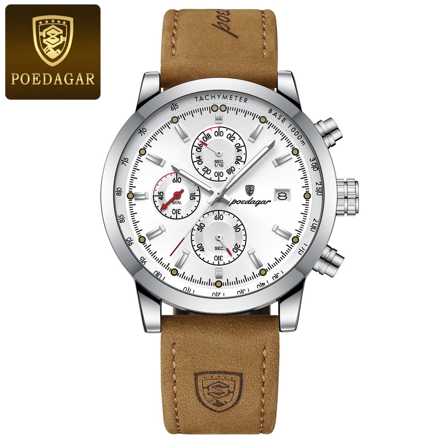 Luxury Men's Chronograph Watch - Waterproof Leather Quartz Timepiece