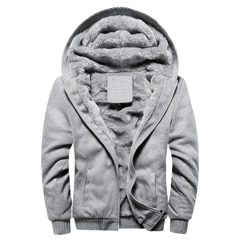 Men's Winter Fleece Hoodie Jacket - Warm Zipper Tracksuit Sweatshirt