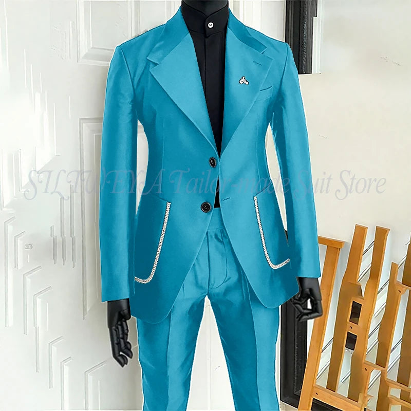 Men's 2 Piece Suit Blazer Pants Single Breasted Daily Work Business Casual Party Traje De Hombre Elegante
