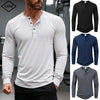 Men's T Shirt Autumn Button Long Sleeve Henley Neck Solid Color Casual Breathable Versatile Slim T-Shirts