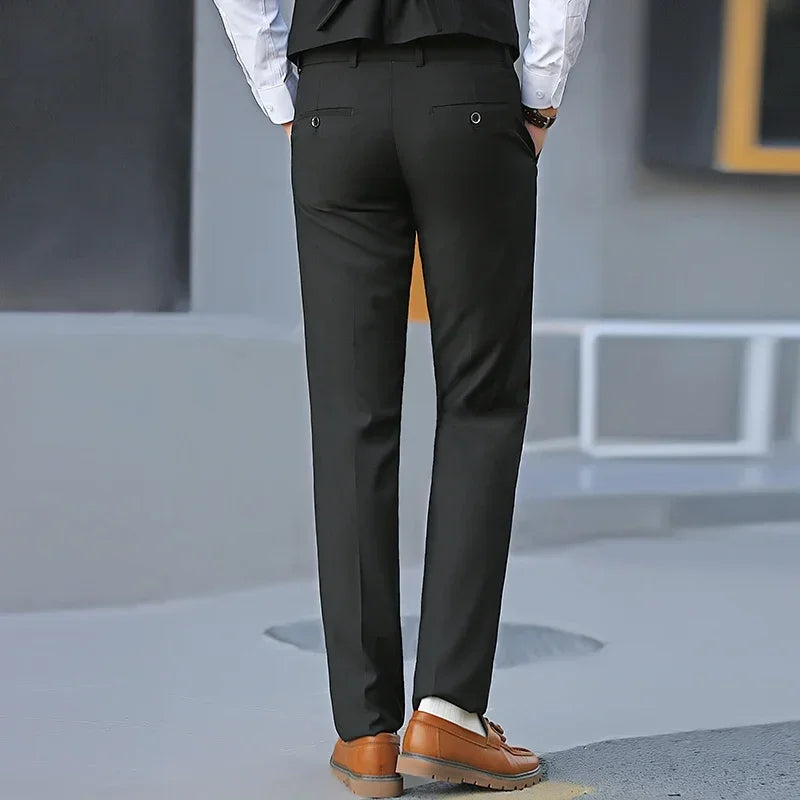 Dark Blue Men's Suit Pants, Suitable for Business Office/ Interview/ Trousers, Gray Burgundy Black Available.