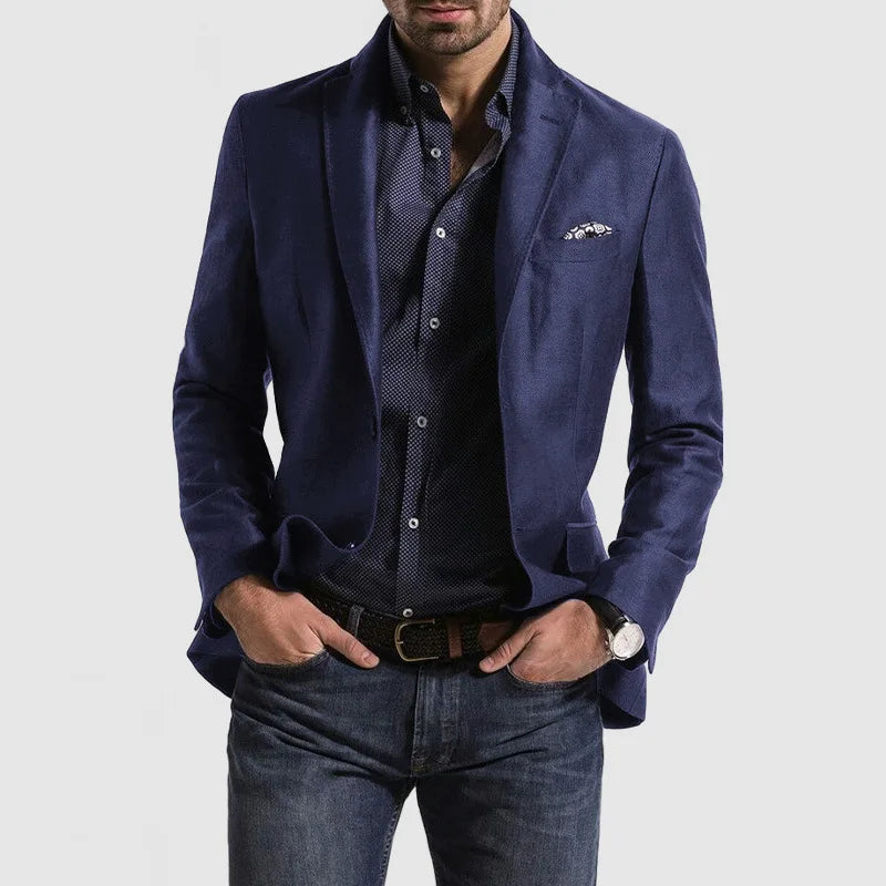 Men Blazers Coat Suits Office 2025 Autumn Outerwear Double Buttons Turn Down Collar Pockets Business Casual Blazer Suit Jacket